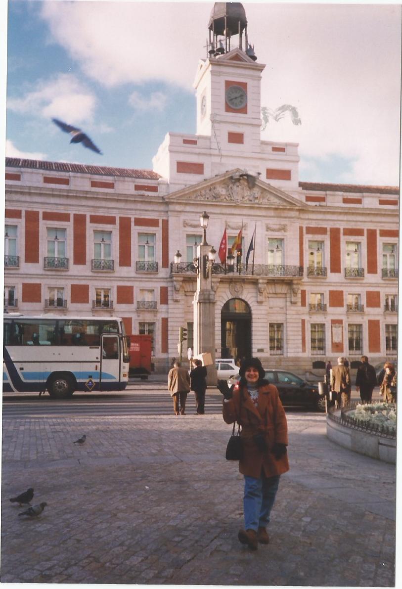 Eu na Puerta del Sol onde é celebrado o Reveillón em Madri