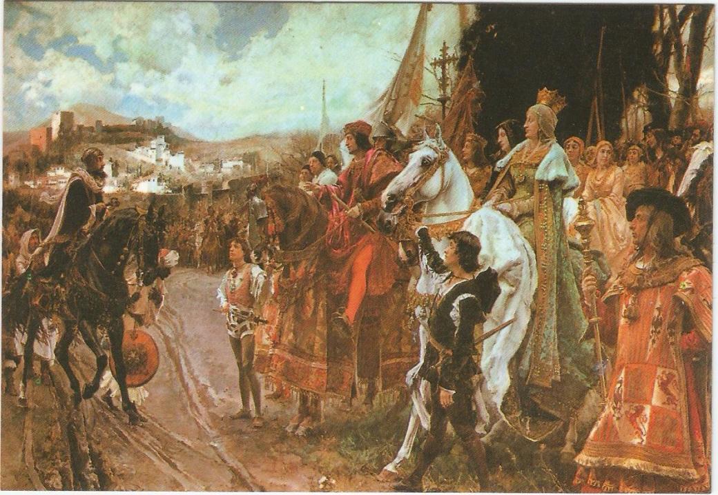 Postal da pintura A Rendição de Granada